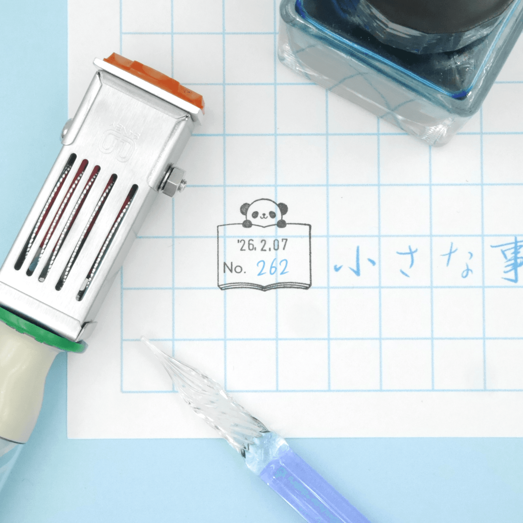 【朝活書写にオススメ！】番号を記入できる日付印/データー印/日付スタンプ/回転印（万年筆、パンダ、猫） | 3枚目