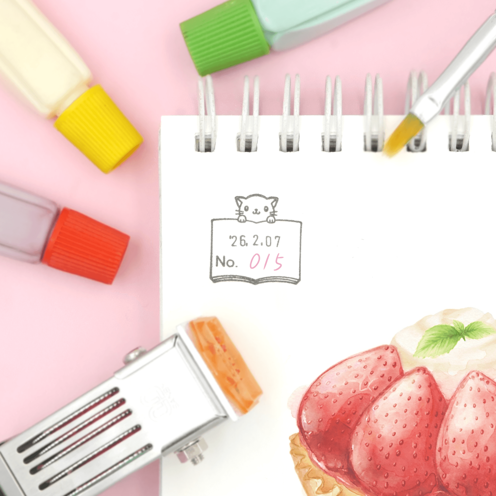 【朝活書写にオススメ！】番号を記入できる日付印/データー印/日付スタンプ/回転印（万年筆、パンダ、猫） | 4枚目